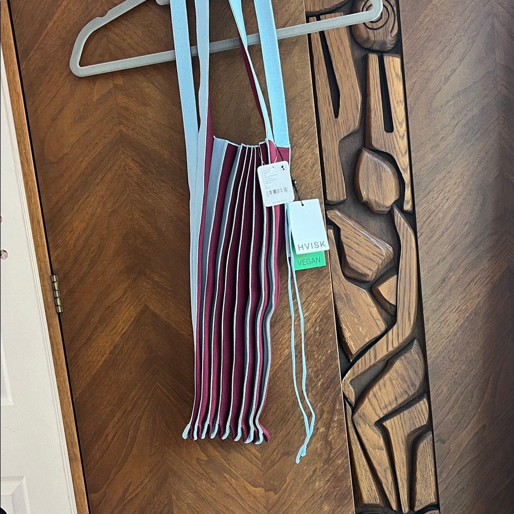 HVISK Vegan Striped Tote Bag - Blue and Pink